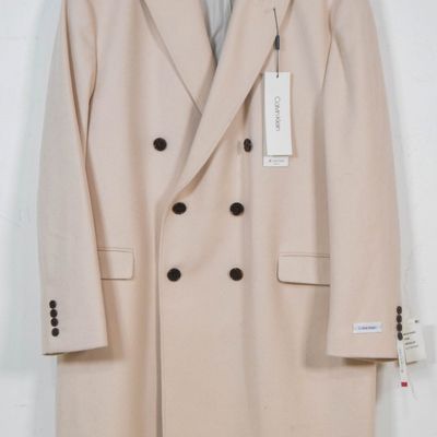 Sale Photo Thumbnail #136: Calvin Klein Cream Wool Blend Double Breasted Slim Fit Overcoat NWT