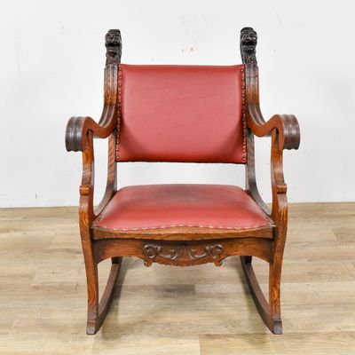 American Empire Revival Quartersawn Oak Rocking Chair