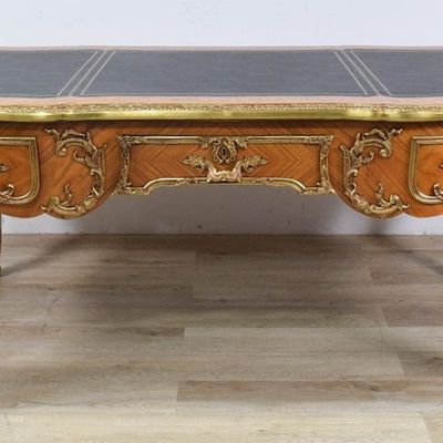 Louis XV Style Gilt Bronze Mounted Parquetry Bureau Plat