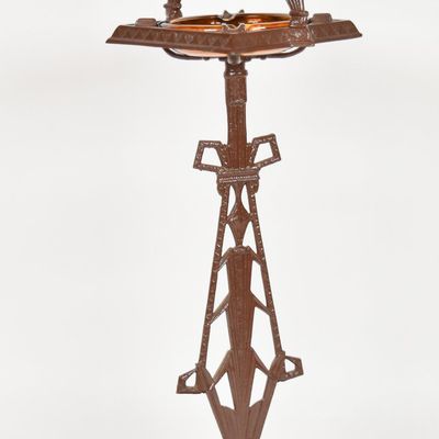 Sale Photo Thumbnail #266: Art Deco Cast Iron and Amber Glass Ashtray Stand