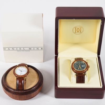 Sale Photo Thumbnail #159: 2 Daniel Mink Locman Briarwood Wristwatches