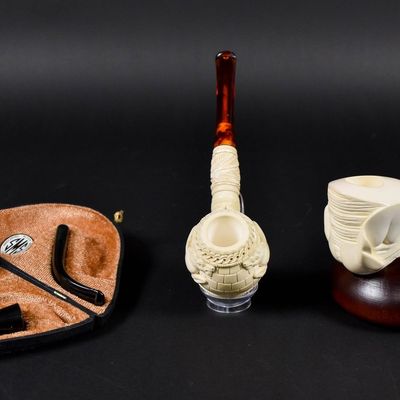 Sale Photo Thumbnail #243: 3 SMS Meerschaum and Wood Tobacco Pipes, Unsmoked
