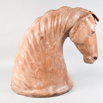 Large Leather-Wrapped Equestrian Horse Head Bust