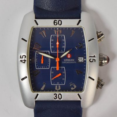 Sale Photo Thumbnail #163: Michele Stainless Steel and Navy Blue Urban Chronograph Wristwatch