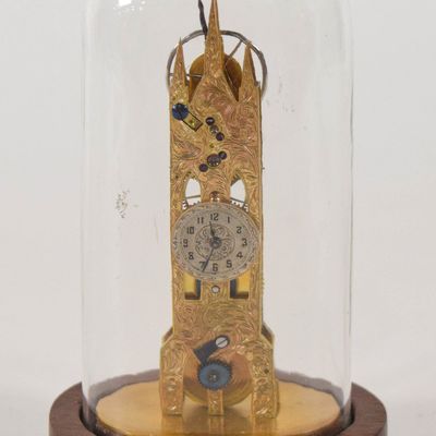 J. Tomas Brass Miniature Skeleton Mantel Clock