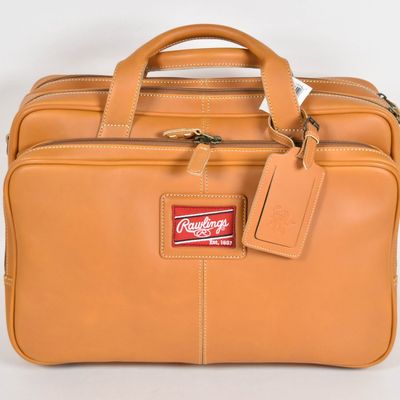Sale Photo Thumbnail #140: Rawlings Tan Leather Multi-Compartment Duffel Briefcase