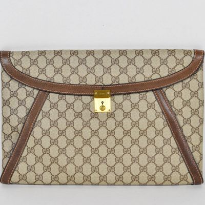 Sale Photo Thumbnail #149: Vintage Gucci GG Supreme Coated Canvas and Leather Envelope Portfolio