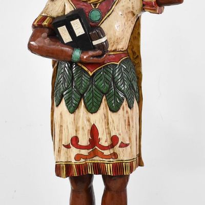 Sale Photo Thumbnail #187: Painted and Carved Wood Native American Cigar Store Figure