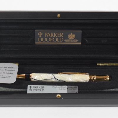 Parker Duofold Pearl and Black Resin Ballpoint Pen