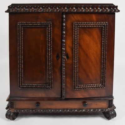 Sale Photo Thumbnail #185: 19th Century Empire Style Mahogany Tabletop Collector's Cabinet