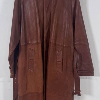 Sale Photo Thumbnail #128: Polo Ralph Lauren Cognac Leather Full Length Duster Coat, Size L