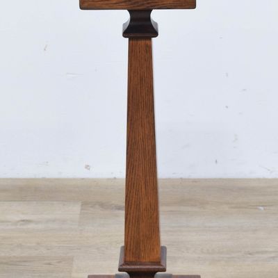 Sale Photo Thumbnail #268: Oak Pedestal Ashtray with Metal Insert