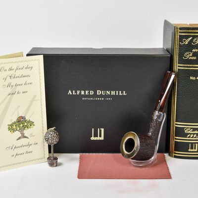 Sale Photo Thumbnail #200: Dunhill Cumberland Finish Briar Tobacco Pipe Set With Sterling Silver Accents, Unsmoked