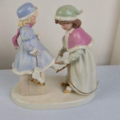 Sale Photo Thumbnail #54: Lenox "Always There For You" By Sandra Kuck Two Girls Ice Skating Figurine – Fine China With 24K Gold Accents 