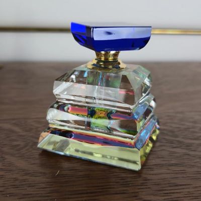 Sale Photo Thumbnail #106: Murano Collection D'Arte Faceted Crystal Perfume Bottle – Cobalt Blue – 3.5"