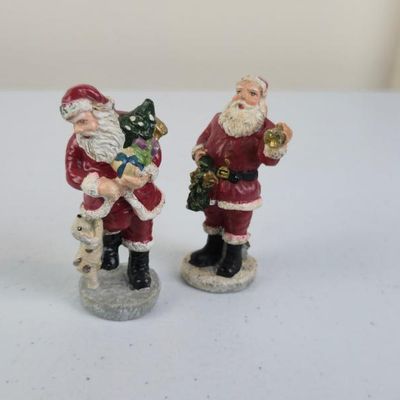 Sale Photo Thumbnail #62: Set Of 2 Miniature Santa Claus Christmas Figurines – 2" Tall