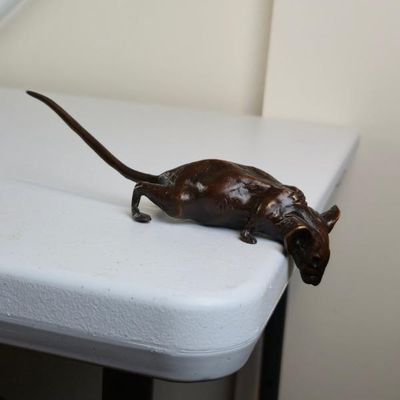 Sale Photo Thumbnail #27: Bronze Mouse / Rat Shelf Edge Sculpture – Long Tail – Decorative Animal Figurine