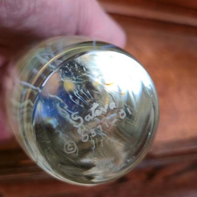 Sale Photo Thumbnail #117: Signed Richard Satava Art Glass Jellyfish Sculpture – 7" – Illuminated Display Base