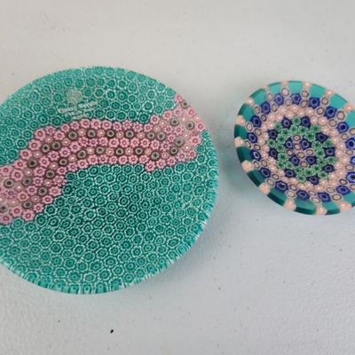 Sale Photo Thumbnail #37: Pair Of Tiozzo Sergio Claudio Tiozzo Murano Millefiori Art Glass Dishes – Italy