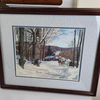 Sale Photo Thumbnail #147: Davidoff Signed Limited Edition Winter Maple Sugaring Print – 26/250 – Framed