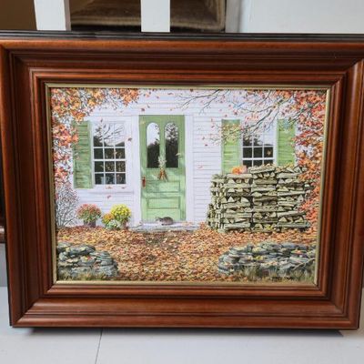 Sale Photo Thumbnail #155: Fred Swan Signed Limited Edition Autumn Cottage Print – 10/75 – Framed