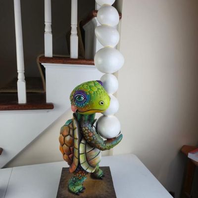 Sale Photo Thumbnail #44: Carlos & Albert "Turtle With Eggs" Balancing Act Series 30" Mixed Media Sculpture – Limited Edition Of 150