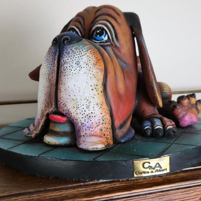 Sale Photo Thumbnail #77: Carlos & Albert Hand Painted Basset Hound Dog Sculpture – Signed & Numbered 34/150