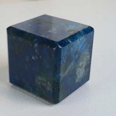 Sale Photo Thumbnail #19: Polished Blue & Green Natural Stone Cube – Azurite Malachite / Chrysocolla Style – 2"