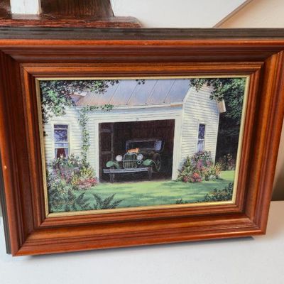 Sale Photo Thumbnail #159: Fred Swan Signed Limited Edition Country Garage & Antique Car Print – 34/150 – Framed
