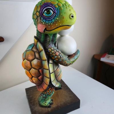 Sale Photo Thumbnail #45: Carlos & Albert "Turtle With Eggs" Balancing Act Series 30" Mixed Media Sculpture – Limited Edition Of 150