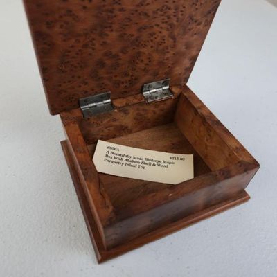 Sale Photo Thumbnail #33: Birdseye Maple Wooden Keepsake Box With Abalone Shell & Parquetry Inlay – 4"