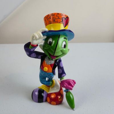 Sale Photo Thumbnail #182: ROMERO BRITTO DISNEY RETIRED MINI JIMINY CRICKET STATUE