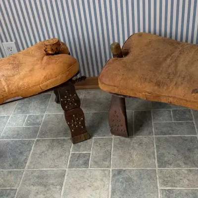 DM303 - 2 Egypt Camel Saddle Stools