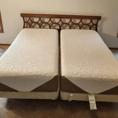 DM201 - Contemporary Bed Frame and Split King Serta Revolution XL Twin Mattresses