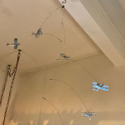 Sale Photo Thumbnail #62: Vintage hanging kinetic airplane mobile