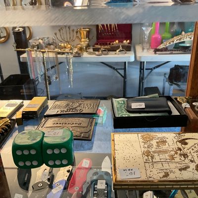 Sale Photo Thumbnail #3: Fitzgerald dice, belt buckles, Pasadena cigarette case