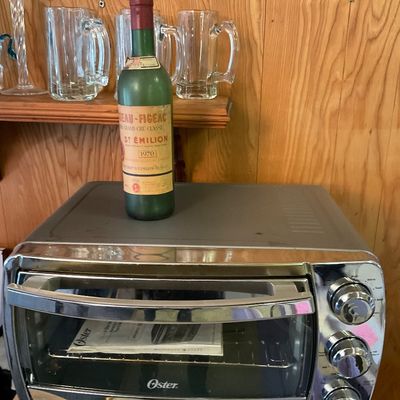 Sale Photo Thumbnail #20: Oster toaster oven, Bourdeaux empty wine bottle