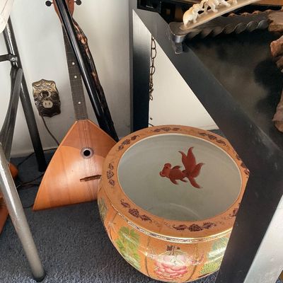 Sale Photo Thumbnail #43: Vintage Chinese porcelain goldfish basin, Balalaika-Russian string folk instrument