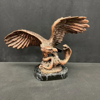 Eagle Catching Cobra- Copper On Marble Base