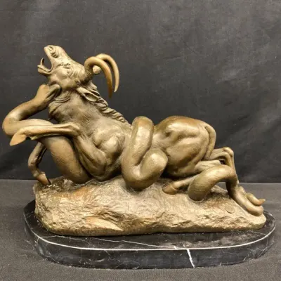 Bronze Python Killing GnuSculpture By Barye 