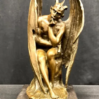 Bronze Lucifer Statue On Marble- Signed “Milo”