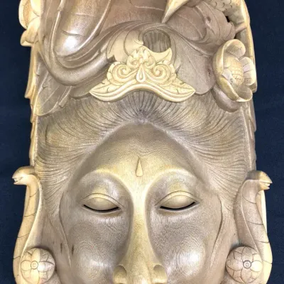 Balinese Wooden Wall Mask Female With Cobras