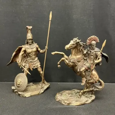 Veronese Design Cold-Cast Bronze "Mars God Of War" And Roman Centorion Officer