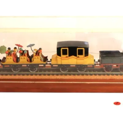 Sale Photo Thumbnail #108: Marklin 5750 Gauge 1 “Der Adler” train set. 1985 Ltd Ed. 150th Anniv. German Rail. Features 1835 loco, tender, 4 passenger cars & hand-painted figures. Clean. 