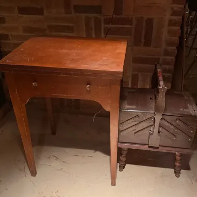 Sale Photo Thumbnail #20: Sewing machine and sewing storage wooden container