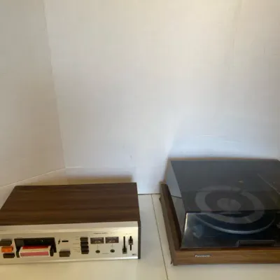 Realistic 8-Track Player and a Panasonic Turntable