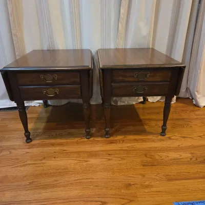 Pennsylvania House Colonial Drop-Leaf End Tables with Drawers