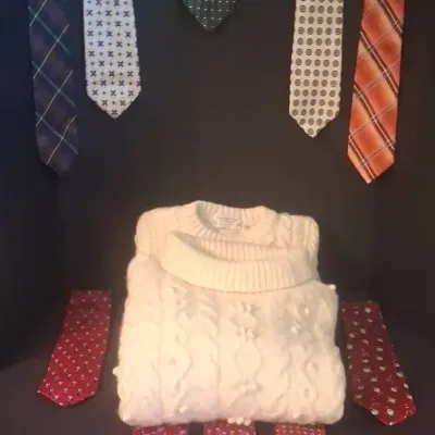 Highland Home Industries Scottish Wool Sweater & Designer Ties by Tommy Hilfiger & J.Crew