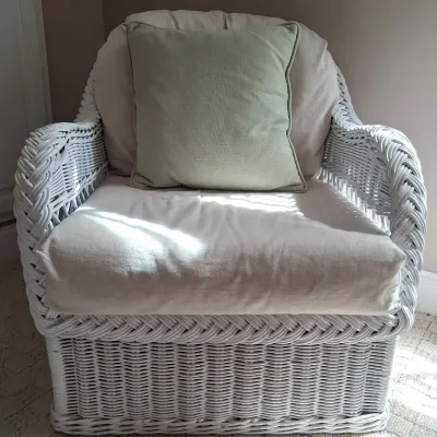 Henry Link White Wicker Accent Chair With Cushions