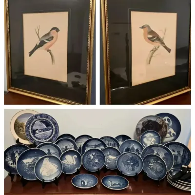 KPM Berlin, B&O Railroad, Bing & Grøndahl Collector Plates And Framed Bird Prints